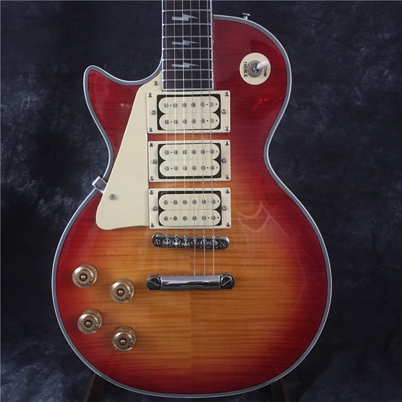 Wholesale high quality LP CUSTOM, left hand LP guitar electric guitar. Mahogany body 3 Pickup electric guitar