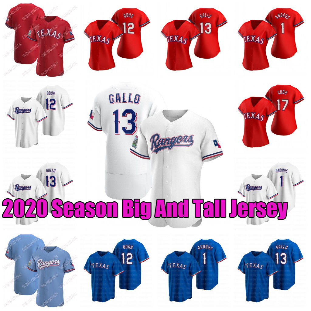 

Texas 2020 INAUGURAL Big And Tall Joey Gallo Shin-Soo Choo Corey Kluber Danny Santana Elvis Andrus Rougned Odor DeShields Jersey, Red youth s-xl