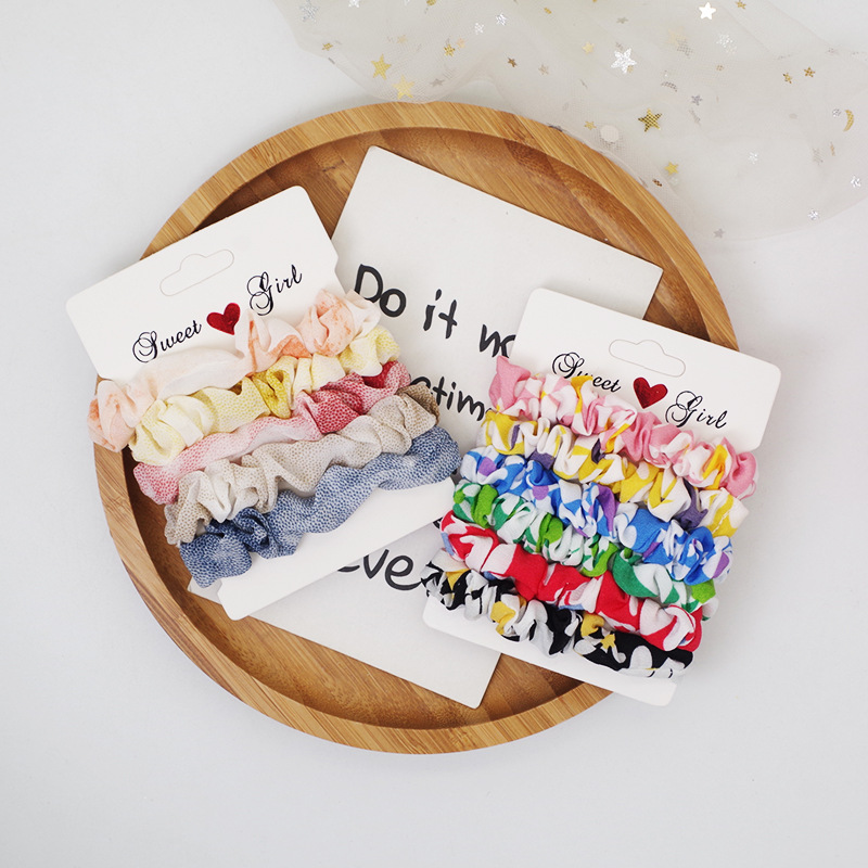 

6 Pcs Korean Children Simple Beautiful Floral Fabric Rubber Band Hair Rope Fashion Sweet Girl Princess Ponytail Hair Accessories