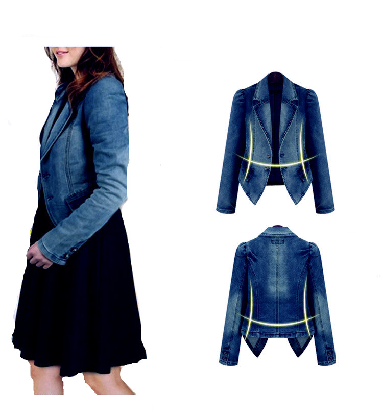 

Fashion 2019 Spring Women Denim Jacket Blue Long Sleeve Basic Coats Casual Slim Plus Size Fashion Short Jeans Jacket For Girl