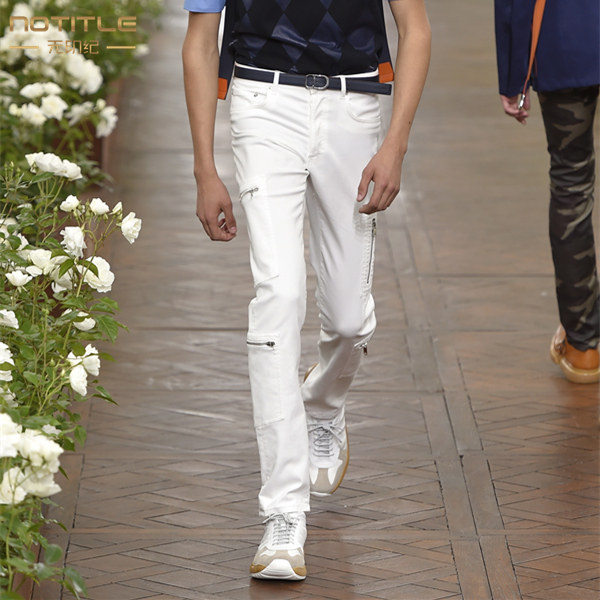 

27-46 2020 New men's clothing Hair Stylist GD Original Fashion Individual slim Multi zipper design pants plus size costumes, Black