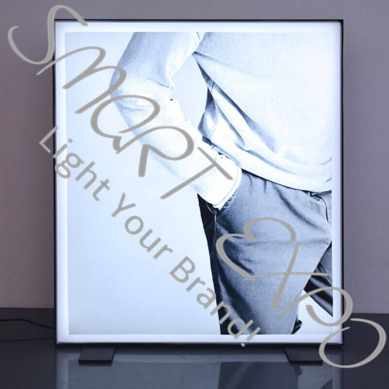 

50X60cm Classic Boutique Store Black Frameless Light Box with 3cm Aluminum Profile Firm Wooden Case Packing
