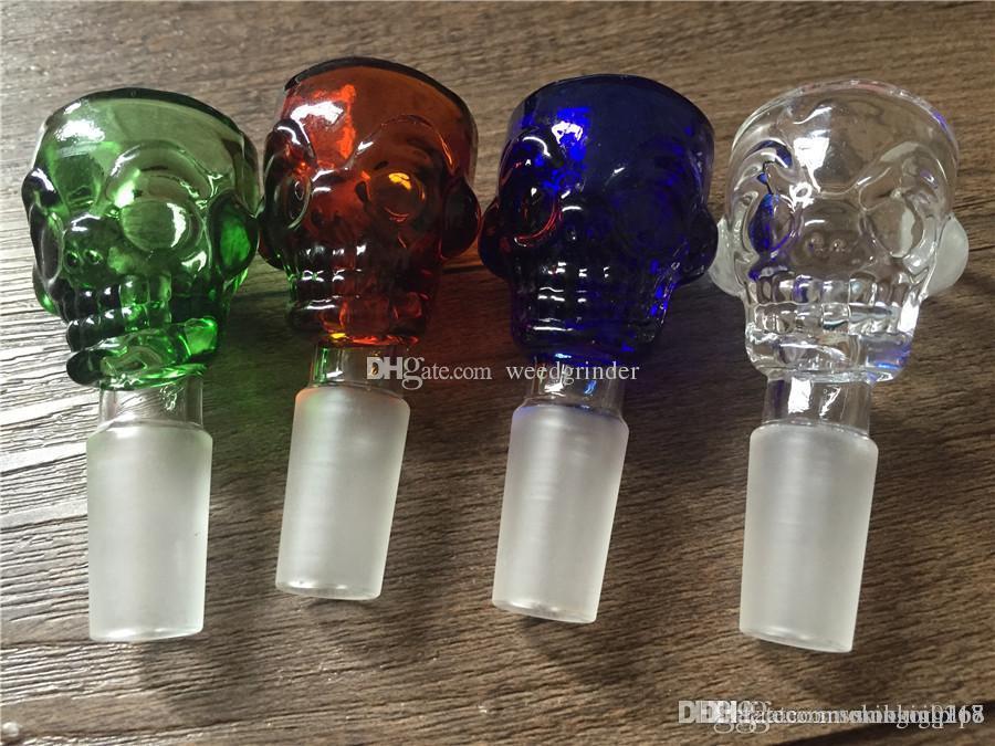 

Colorful skull glass tobacco bowls for bongs 14mm 18mm tobacco smoking bowl for water oil rigs glass water bong free shipping