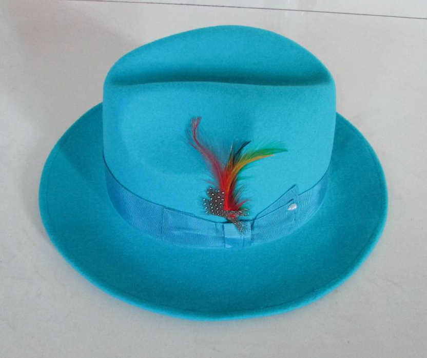 light blue felt hat