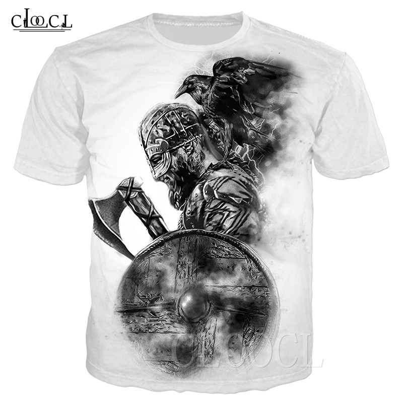 

2020 New Style Nordic Viking Tattoo Skull 3D Print T Shirt Women Men Short Sleeve Fashion Streetwear Tops Drop Shipping, T shirt 1