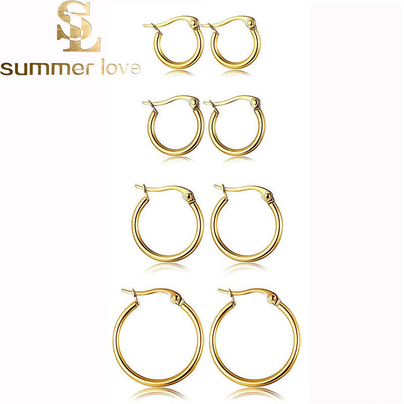 

New Fashion 316L Stainless Steel Big Hoop Earrings For Cartilage Women Gold Silver Small Circle Round Earrings Jewelry Wholesale