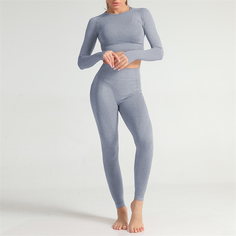 

2019 Hot Women Vital Seamless Yoga Set Gym Clothing Fitness Leggings Cropped Shirts Sport Suit Women Long Sleeve Tracksuit Active Wear, Black