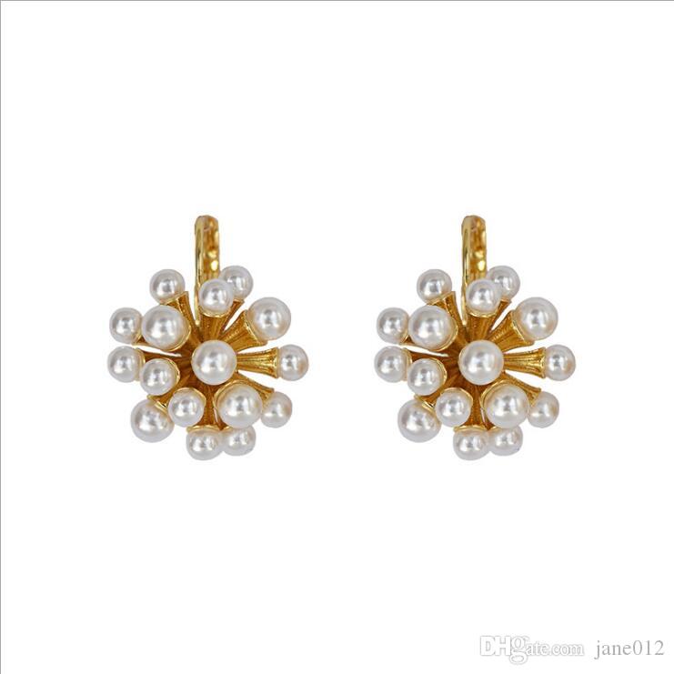 Simulado Piedra Lunar Floral gota GLAMOUR Brillante Declaración Pendientes De Lujo
