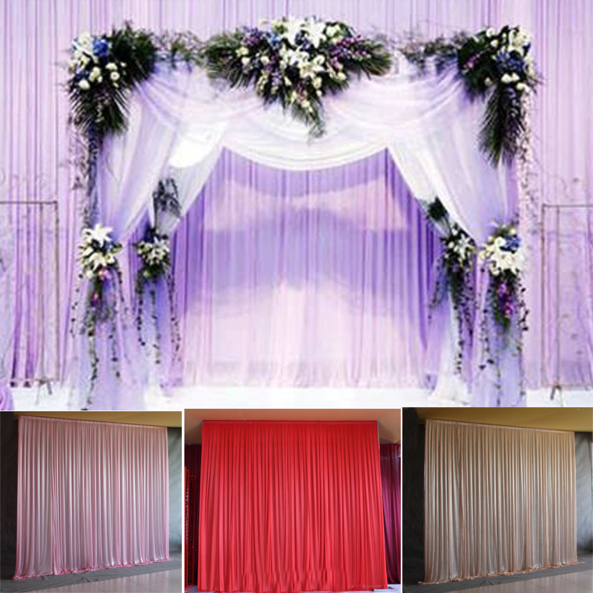 2019 Silk Sheer Drapes Panels Hanging Curtains Party Backdrop