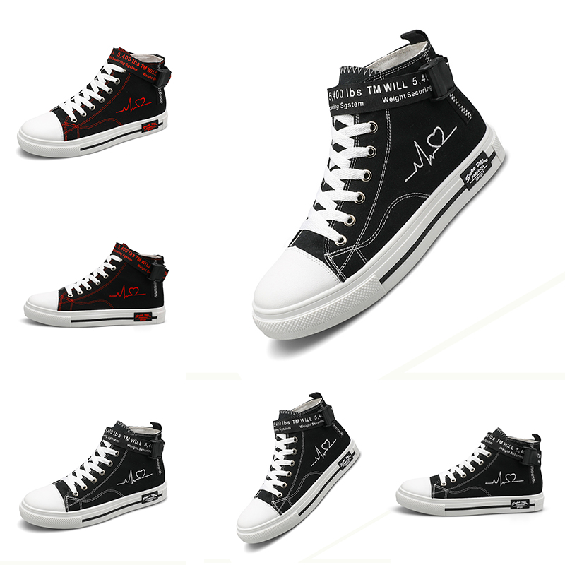 

Made in China High quality women men Canvas shoes High Casual shoes Black White Red fashion Platfom designer sneakers Homemade brand, A1
