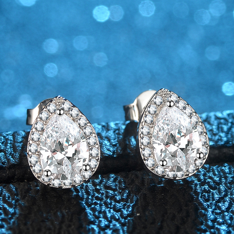 

Sterling silver inlaid water drops zircon earrings to create diamonds or gemstone earrings jewelry women's girls anniversary birthday mother