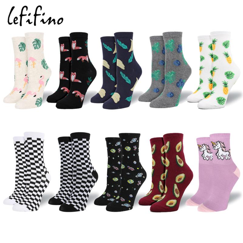 

Fashion Creative Women Socks Cute Funny Colorful Cotton Socks Flamingo Universe Planet Happy Street Trend Harajuku Style