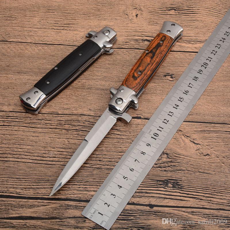 

New Italian Godfather Mafia Stiletto Horizontal Tactical Folding Knife 3Cr13 Wood Handle Auto Camping Hunting Survival EDC Tools