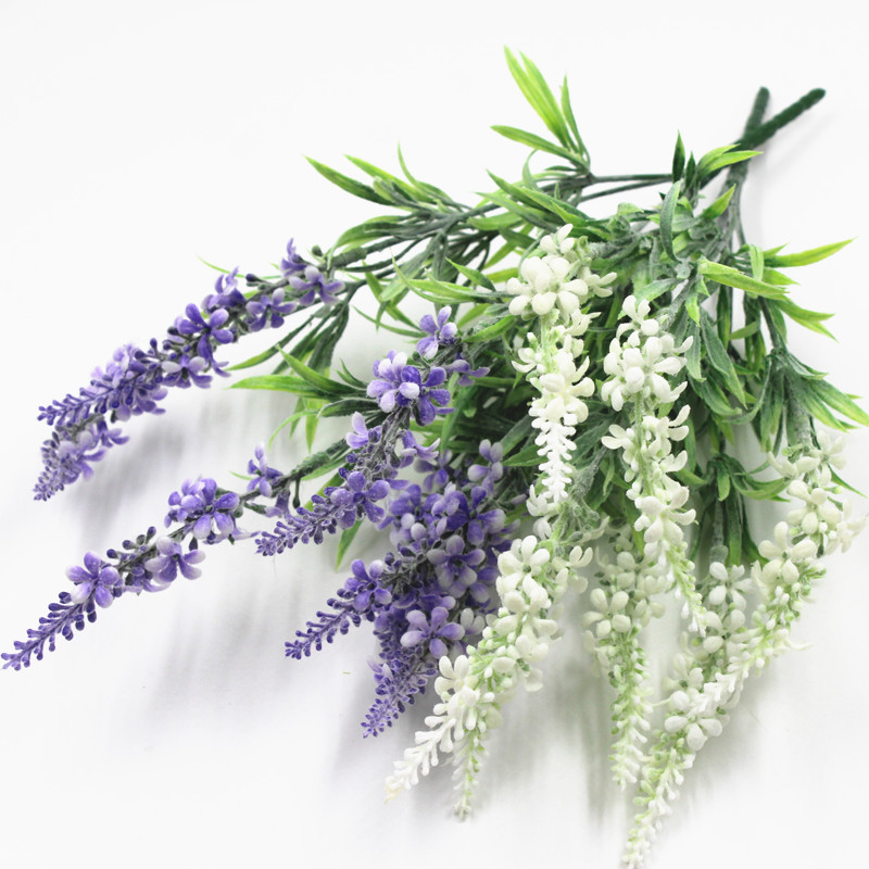

7 Heads/Bouquet Lavender Artificial Flowers With Green Leaves Home Party Decorations Wedding DIY Craft Gift Artificial Grass, Purple