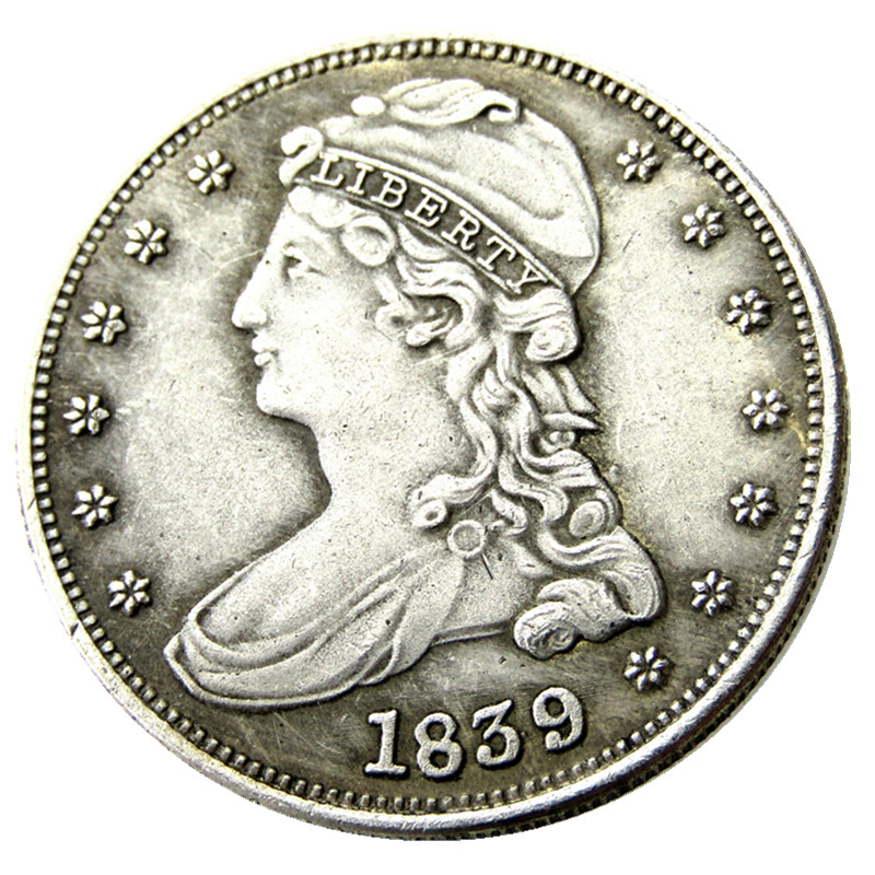 

US 1839 CAPPED BUST HALF DOLLAR Silver Plated Copy Coin Brass Craft Ornaments home decoration accessories