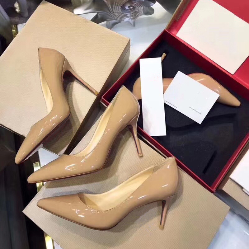 

Designer Red Bottom High Heels pumps shoes Women Sexy Genuine leather Nude black red Wedding Shoes Thin Heels Office Shoes Lady Top Quality