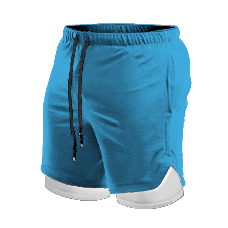 

New Summer Men's Shorts Phone Inner Pocket Jogging Fitness Sports Shorts Quick-Drying Fitness Pants, Blue
