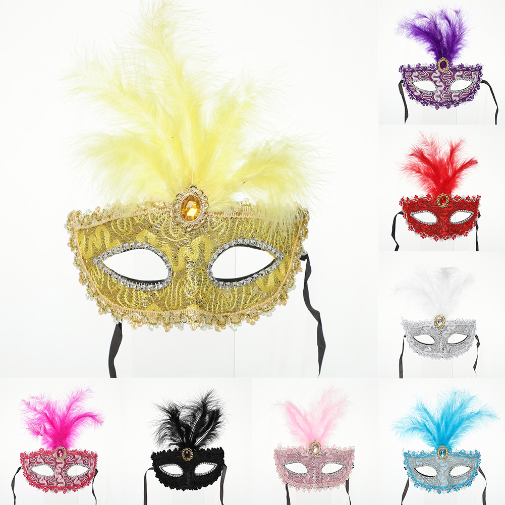 

Masquerade Masks for Men and Women Feather Half-Face Mask for Masquerades Balls Parties