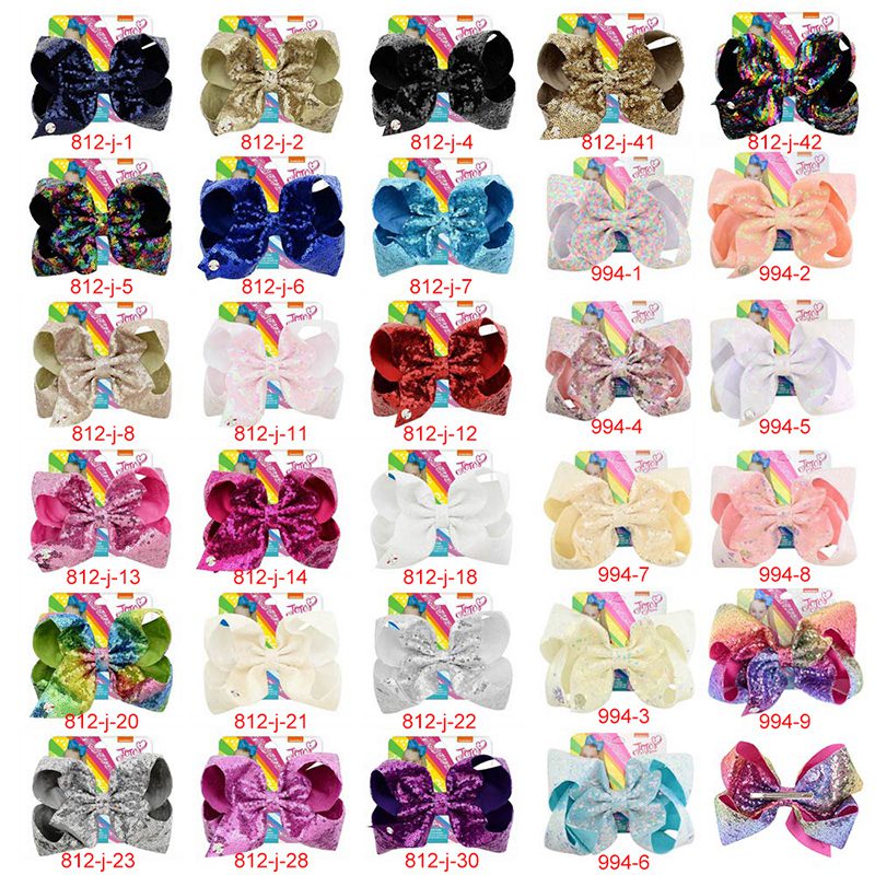 

8 Inch Jojo Siwa Hair Bows Jojo Bows With Clip For Baby Children Large Sequin Bow Unicorn hair Bows, Mix you can choose the color