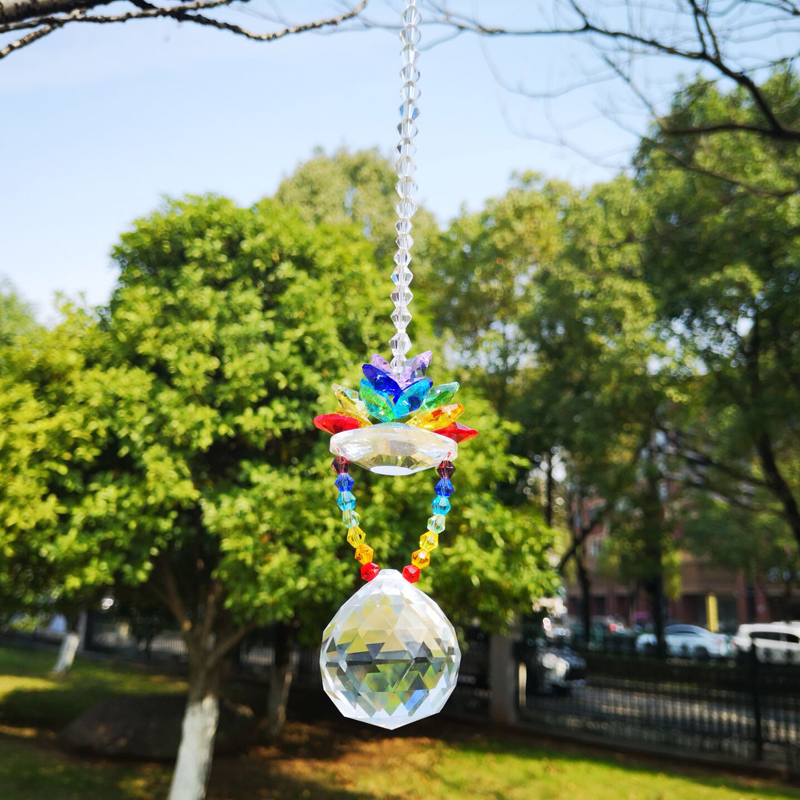 

5PCS Handmade Crystal Sunflower Rainbow Maker Suncatcher Hanging Ball Prisms Pendant Window Ornament Home Decor WQM179