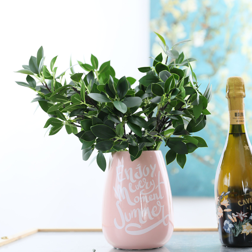 

Artificial evergreen banyan tree branches with leaves fake eucalyptus for home wedding Christmas floral arrangement decor, As pic