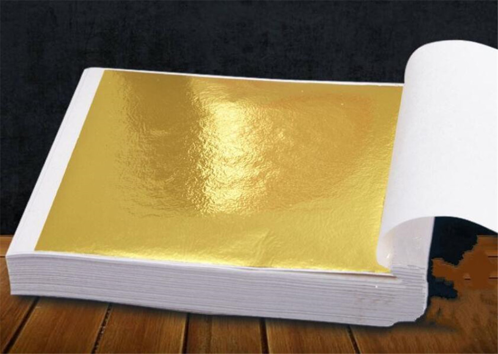 

9x9cm 100 Sheets Practical K Pure Shiny Gold Leaf for Gilding Funiture Lines Wall Crafts Handicrafts Gilding Decoration