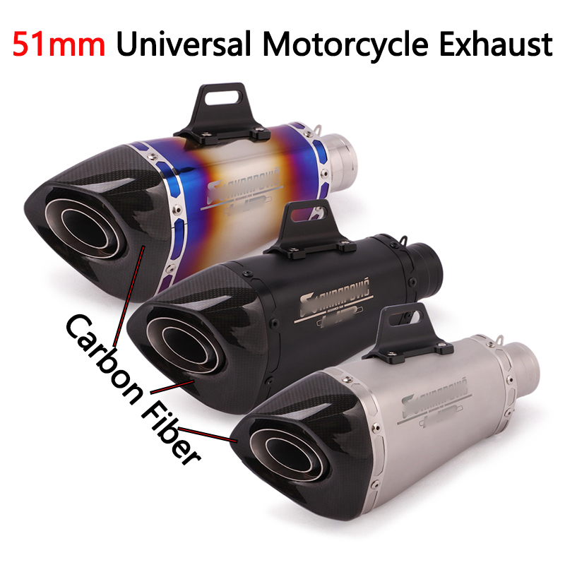 

51mm Universal Motorcycle Exhaust Akrapovic Escape Moto Muffler Pipe Carbon Fiber DB killer For MT09 RC390 Ninja400 S1000RR Z800