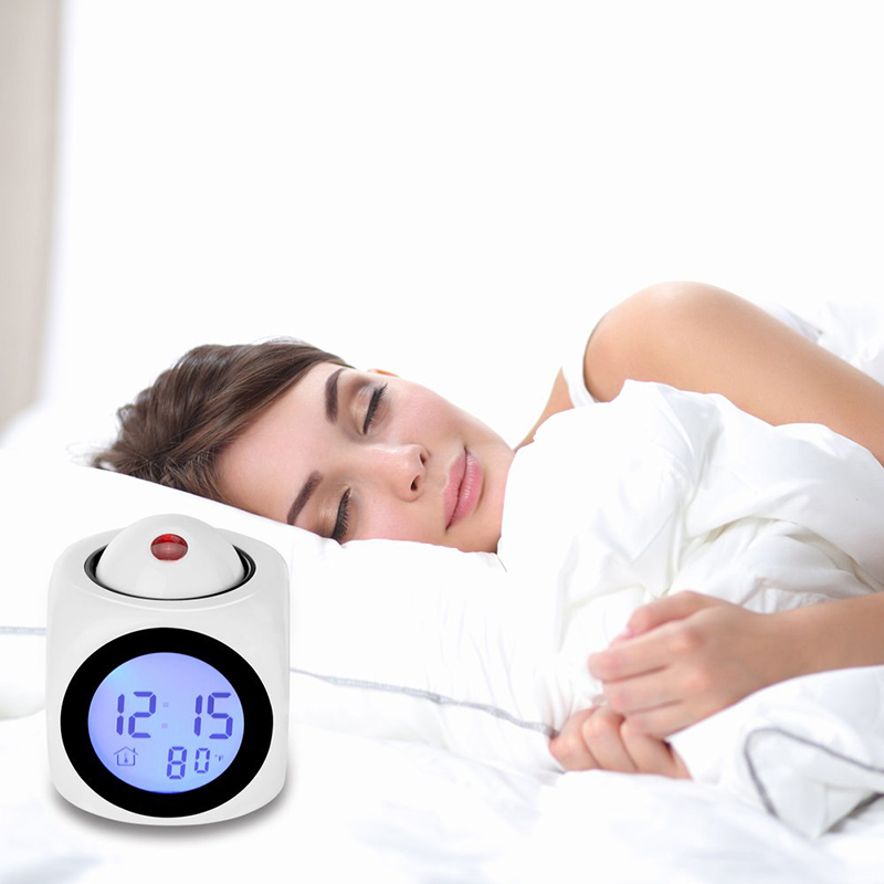 

Alarm Clock LED Wall Ceiling Projection LCD Digital Voices Talking Temperature Meter Smart Clock AC889