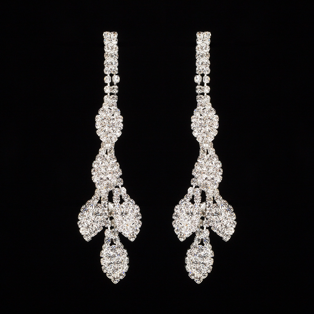 

Personality Exaggeration Rhinestone Earrings Ear Nail Fully-jewelled Drip Eardrop Bride Earring