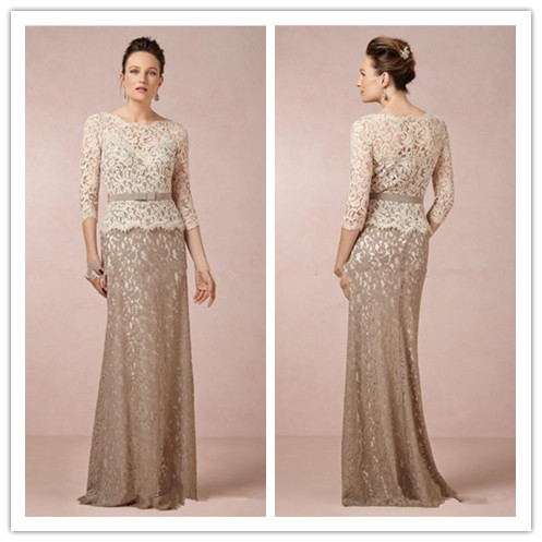 

Free Shipping Long Sleeve Lace Mother of Bride/Groom Dresses Formal Wear Floor Length Evening Elegant Bridal Party Gowns 2019 Cheap