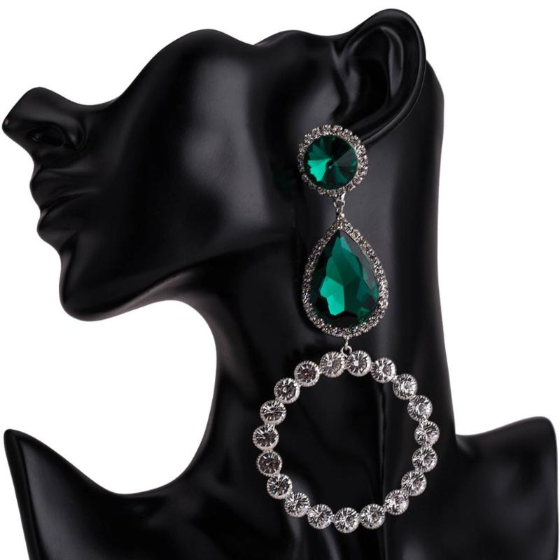 Goutte d'eau déclaration boucles d'oreilles pour femmes strass grandes boucles d'oreilles 2019 cristal balancent boucles d'oreilles mode bijoux f
