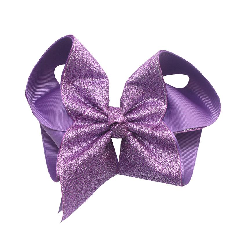 

6 inch fashion brand design boutique hair bows glitter hair clip for girls, Purple