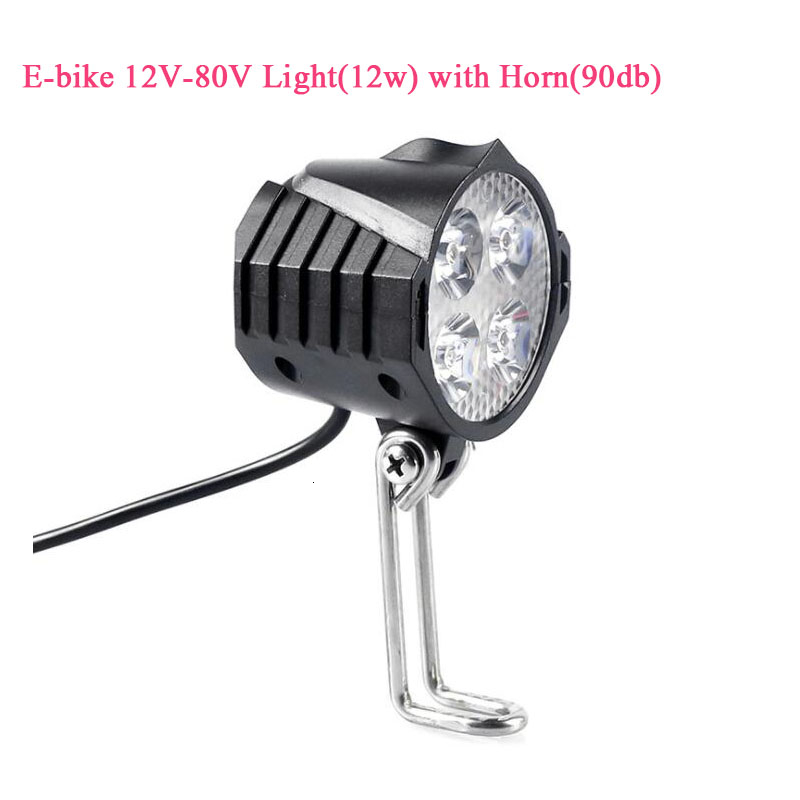 36V//48V eBike Waterproof Front Light Electric Bicycle Headlight with Horn