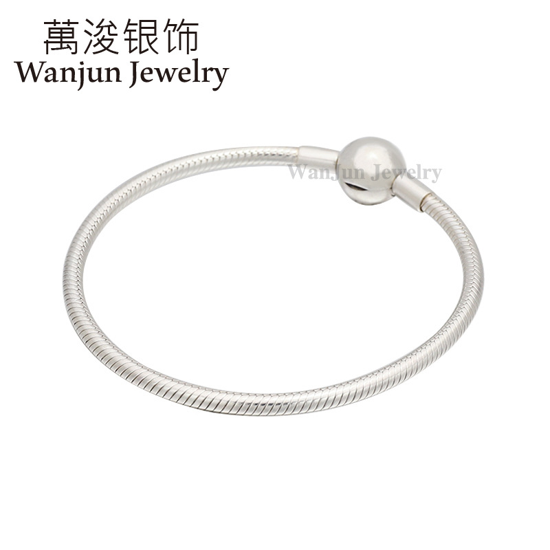 

Wanjun Jewelry 100%925 Sterling Exquisite DIY Circle Lettered Head Snake Bones Chain Free Gift To Friends