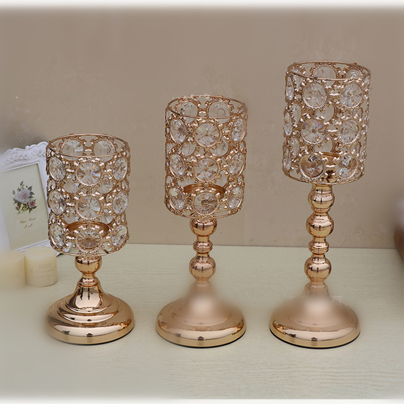 

Crystal Vintage Tealight Candle Holders Metal Candlestick Glass Stand for Wedding Dining Table Centerpieces Holiday Home Decoration Gift