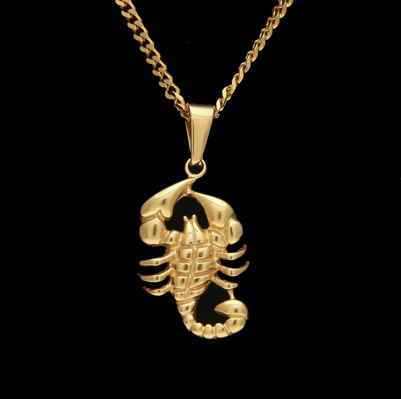 

iced out scorpio pendant necklaces for men luxury designer mens bling diamond animal pendants stainless steel cuban link chain necklace gift