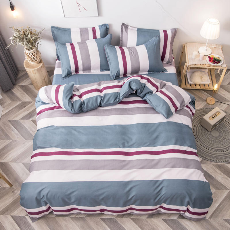 

Modern Simple Striped Bedding Set A/B Side Fashion Women Men Duvet Cover Set + PillowCase Quilt Cover Comforter Sets, Lejufang010