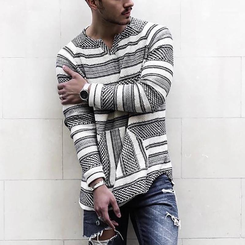 T shirts Fashion Striped Long Sleeve Casual Tops Mens Plus Size Spring Loose Tshirts Mens Designer