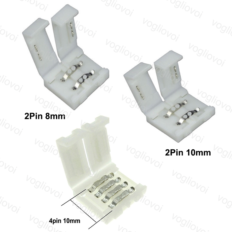 

LED Strip Light Connectors 8MM 2PIN 10mm 4PIN PCB Solderless Connectors Adapter For SMD 5050 3528 RGB Single Color DHL
