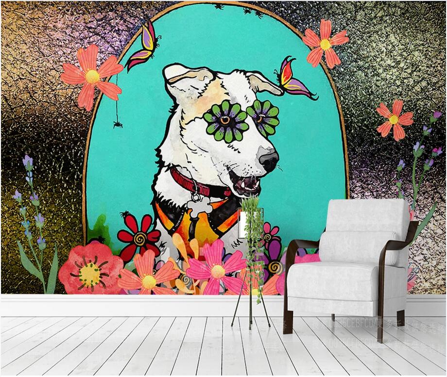

Custom wall stickes photo Zodiac cartoon dog background wall decoration painting canvas pictures home decor murals wallpaper for walls 3 d, Non-woven wallpaper
