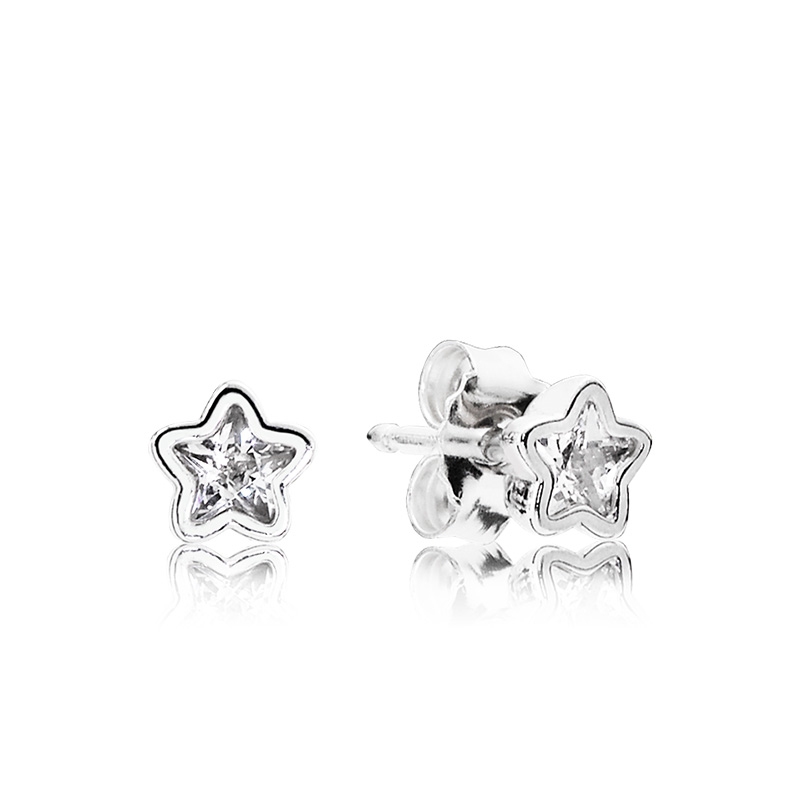

New Cubic Zirconia Lady Stud Earrings For Pandora Luxury Designer 925 Sterling Silver Delicate Lady Stud Earrings For Holiday Gifts With Box