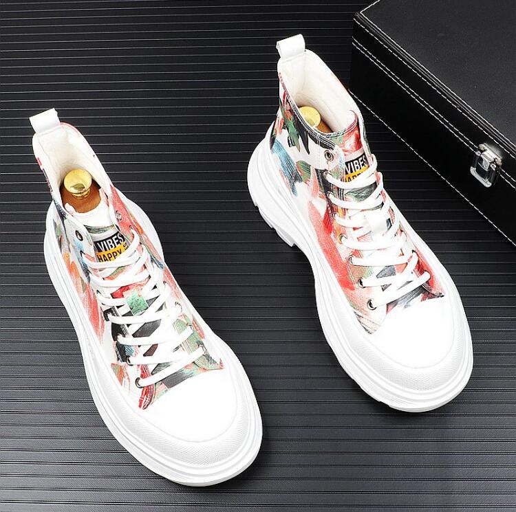 

Italy High Quality High Top Studded Sneakers Shoes Men Luxury Designer Flat Casual Autumn Lace Up Winter Casual Driving Shoes I76, White black