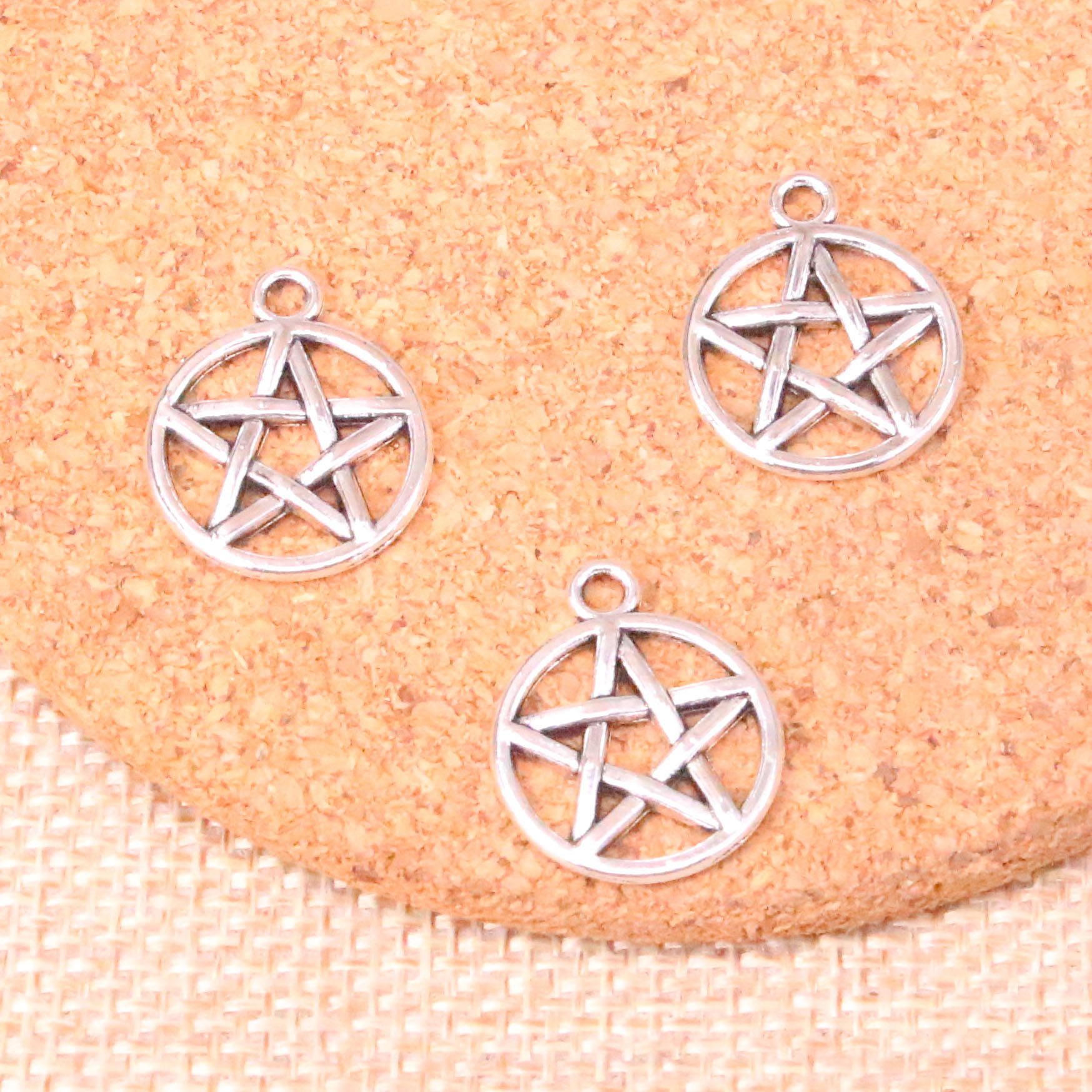 

98pcs Charms star pentagram 16mm Antique Making pendant fit,Vintage Tibetan Silver,DIY Handmade Jewelry, Bronze;silver