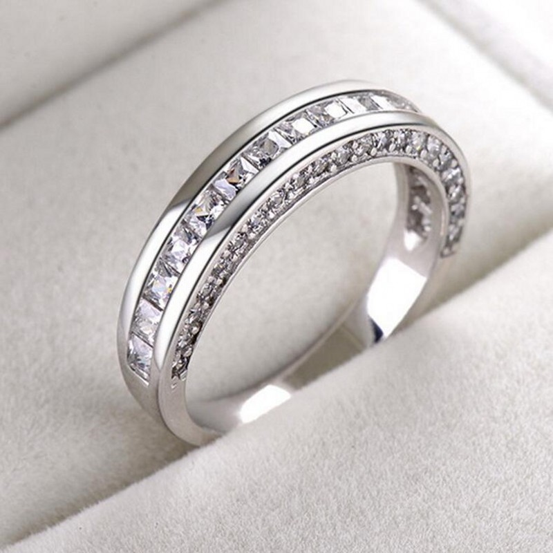 

Victoria Wieck Vintage Fashion Jewelry 925 Sterling Silver Princess Cut White Topaz CZ Diamond Gemstones Women Wedding Band Ring For Lover