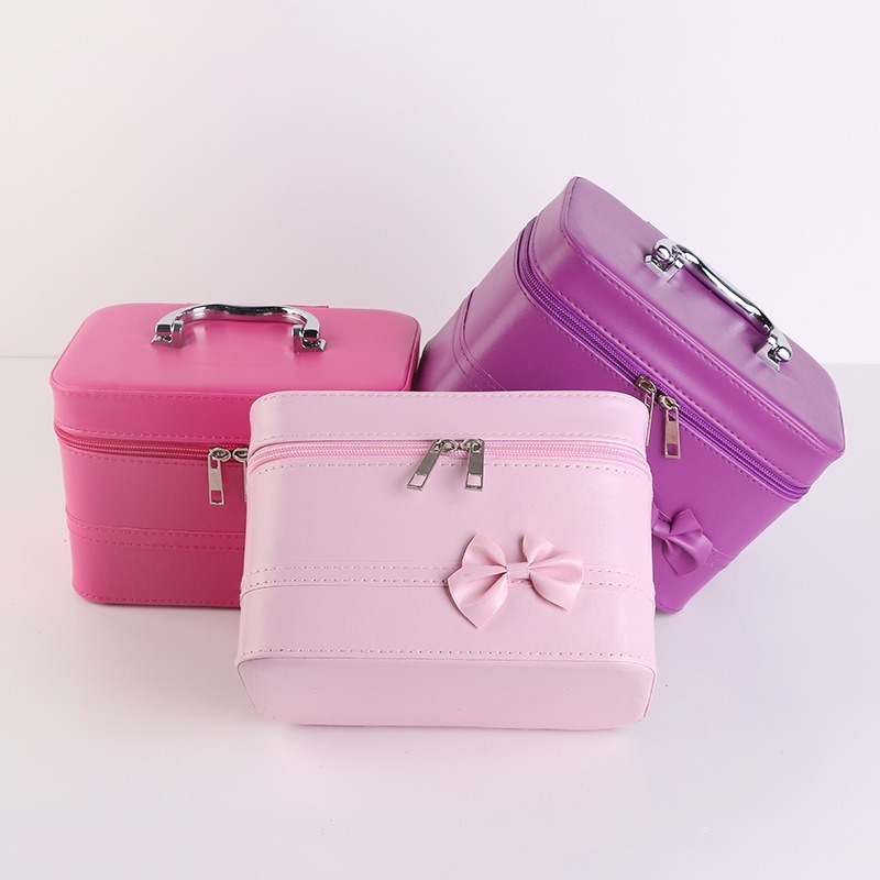 

2020 new portable cosmetic bag storage box cosmetic case suitcase women bag, Beige