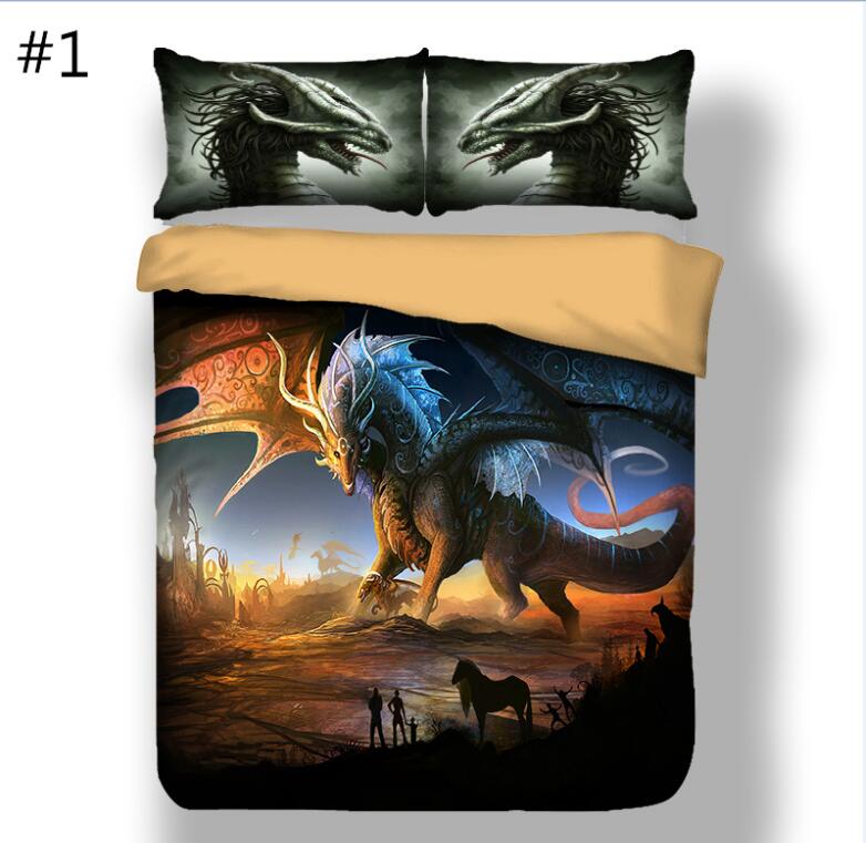 

3 pieces American and European Style Dinosaur Print Bedding Set One Duvet Cover and two Pillow Covers Six sizes Bed Covers Home Textiles, Mixed