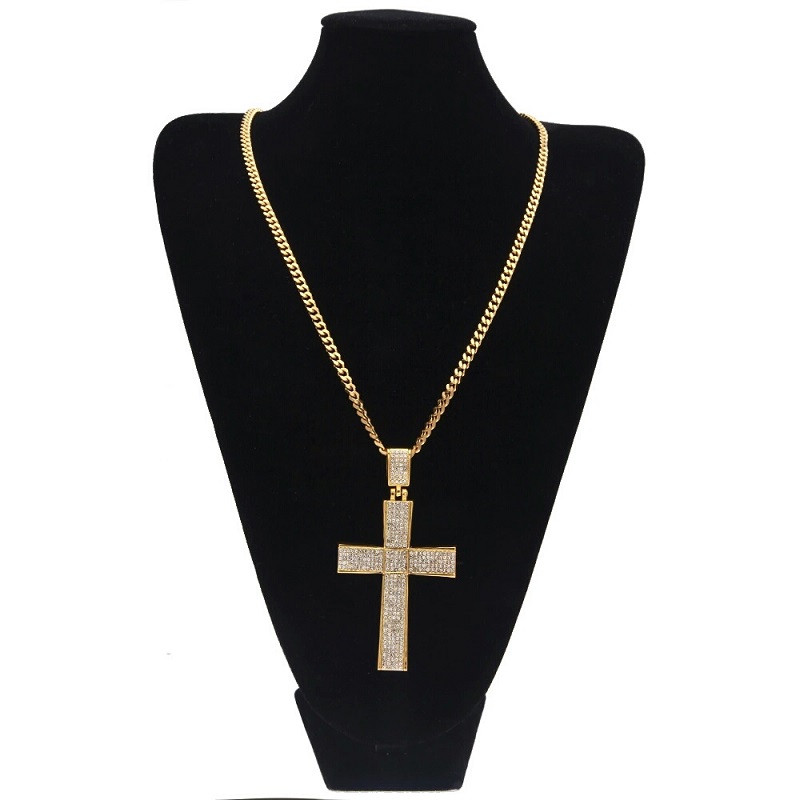 

iced out cross pendant necklaces for men luxury designer mens bling diamond christian pendants copper cuban link chain necklace jewelry gift