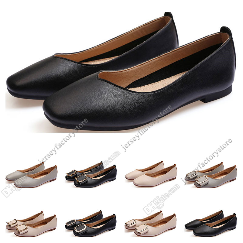 

ladies flat shoe lager size 33-43 womens girl leather Nude black grey New arrivel Working wedding Party Dress shoes Forty, #06