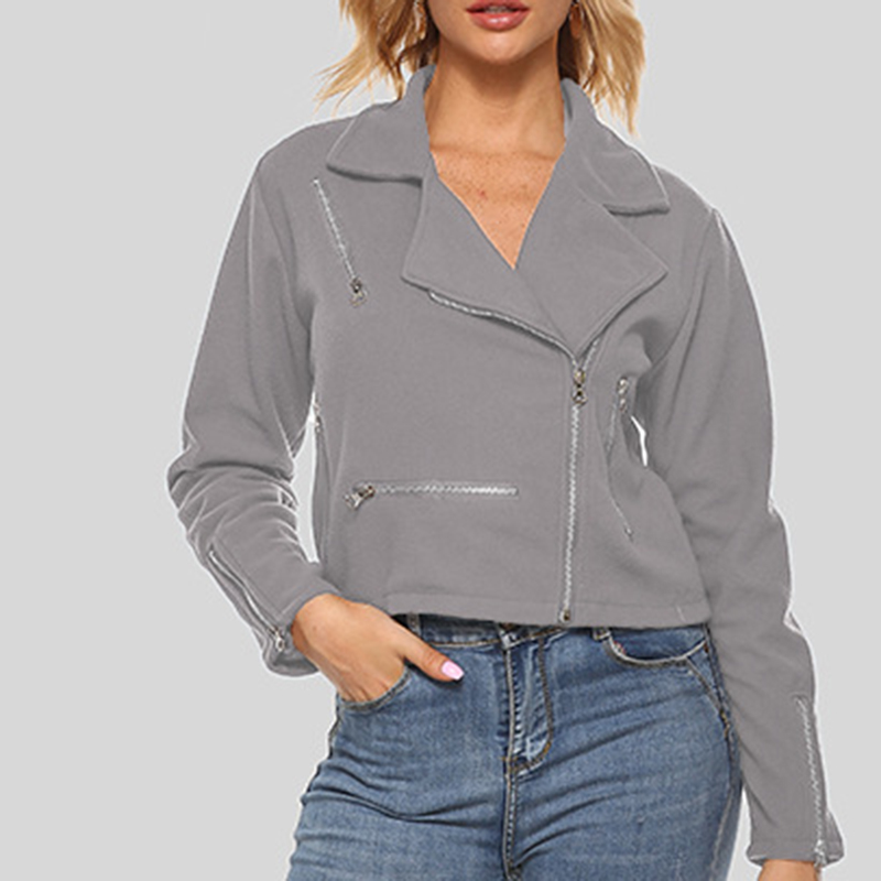 

Fashion Winter Women Jacket Coat Cotton Warm Basic Jacket Outwear Female Short Casual Zip Coat 2020 Black DR2294, Gray