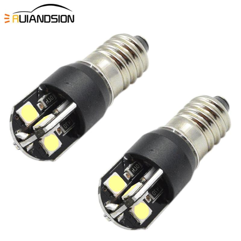 

2pcs 6V 6.3V 1.62W Screw Instrument Signal Indicating Small Bulb Button E10 3030 LED car bicycle Torch Light Lamp White